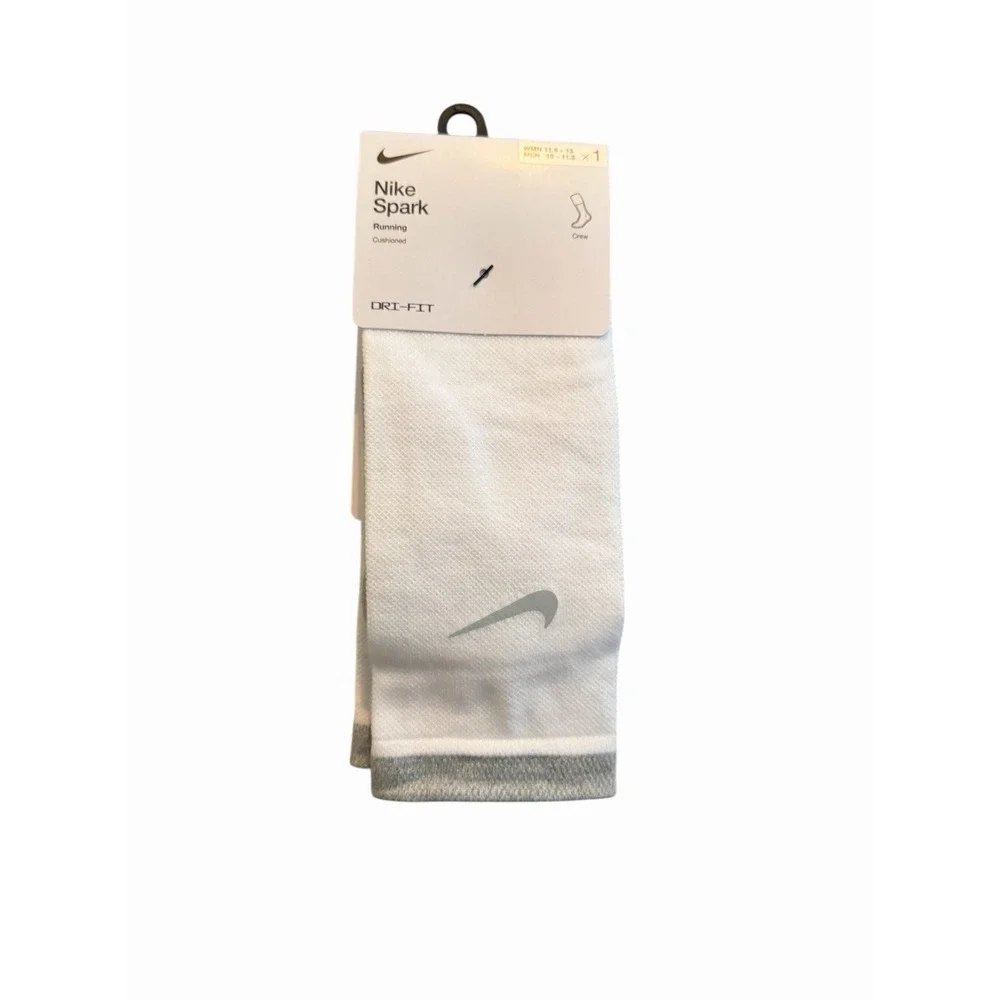 Nike Spark Crew Running Socks White Dri-Fit‎ Cushioned Men 10-11.5 NWT